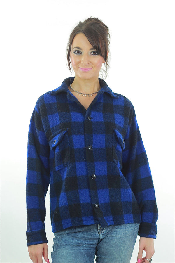 Blue buffalo plaid flannel shirt checkered lumberjack flannel - shabbybabe
 - 1