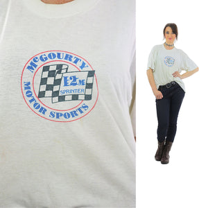 Sports shirt racing tshirt retro white Motor sports tee Eat my Dirt Graphic top 90s tshirt Thin oversize Extra Large - shabbybabe
 - 1