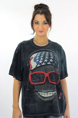 Biker sunglasses tshirt black abstract patriotic tee Large - shabbybabe
 - 3