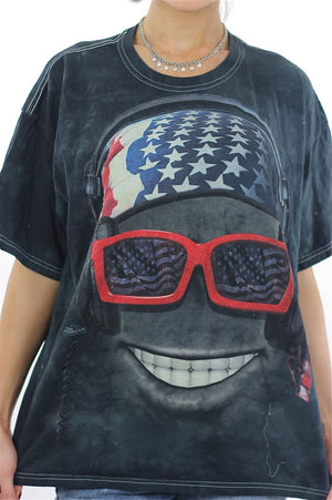Biker sunglasses tshirt black abstract patriotic tee Large - shabbybabe
 - 1