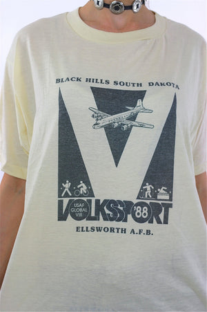 80s paper thin Airplane graphic tshirt Volkssport 88 T shirt - shabbybabe
 - 4