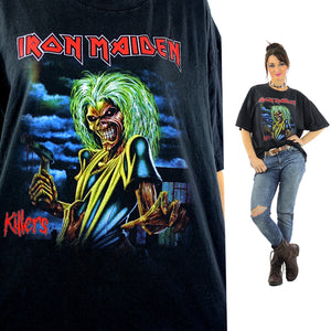 Iron Maiden Killers Tour tshirt concert tee Band shirt rock n roll graphic black skull print short sleeve slouchy Extra Large - shabbybabe
 - 1