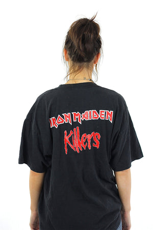 Iron Maiden Killers Tour tshirt concert tee Band shirt rock n roll graphic black skull print short sleeve slouchy Extra Large - shabbybabe
 - 4