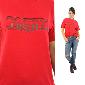 Music tshirt Opera shirt Vintage 1990s Grunge graphic tee red Cleveland Opera t shirt short sleeve slouchy oversize Large - shabbybabe
 - 1