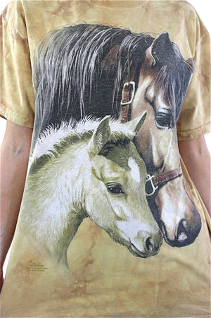 Horse shirt Graphic tshirt oversize slouchy animal tee Horses print short sleeve beige retro hipster Grunge Medium - shabbybabe
 - 4