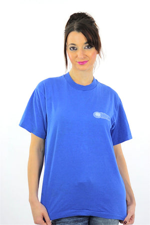 science shirt blue graphic tshirt Vintage 1990s Scientist top nerd geek tee retro slouchy oversize hipster t shirt Large - shabbybabe
 - 2