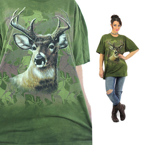 Deer animal tshirt graphic tee oversize hipster wildlife t shirt XL - shabbybabe
 - 1