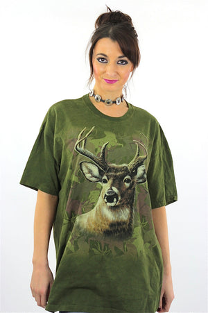 Deer animal tshirt graphic tee oversize hipster wildlife t shirt XL - shabbybabe
 - 2