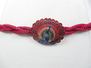 Pink woven macrame peacock belt women's braided narrow skinny pink M L - shabbybabe
 - 1