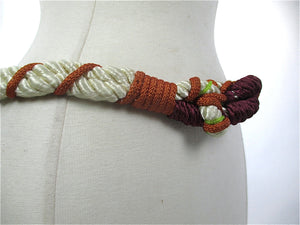 Womens woven belt braided abstract purple white copper waist narrow Vintage 1980s - shabbybabe
 - 2