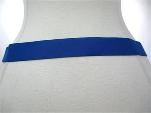 Blue elastic waist skinny belt waist cinched wrap fabric sash - shabbybabe
 - 3