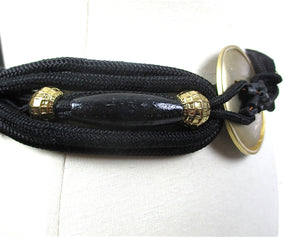 90s Black braided waist belt gold metallic corset belt M - shabbybabe
 - 2