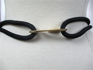 90s Black braided waist belt gold metallic corset belt M - shabbybabe
 - 3