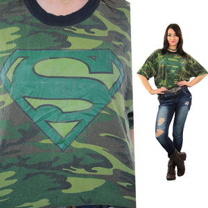 Camouflage shirt Army green Superman graphic t-shirt  XL - shabbybabe
 - 1