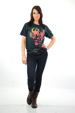Graphic tee Dragon shirt Vintage 1990s grunge goth neon black short sleeve skater tshirt Retro Unisex Medium - shabbybabe
 - 5