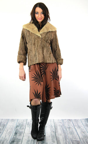 60s retro Mink fur jacket Lamb cocktail coat Bohemian - shabbybabe
 - 3