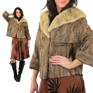 60s retro Mink fur jacket Lamb cocktail coat Bohemian - shabbybabe
 - 2