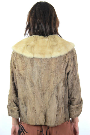 60s retro Mink fur jacket Lamb cocktail coat Bohemian - shabbybabe
 - 5