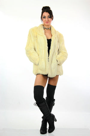 80s Glam rock white fur jacket rabbit fur chub coat - shabbybabe
 - 3