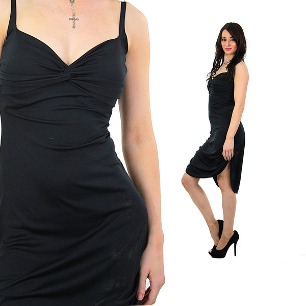 Vintage 80s open back Black Cocktail midi Dress - shabbybabe
 - 1