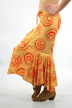 Vintage 1970s wiggle tiered ruffle boho skirt Bohemian Hippie - shabbybabe
 - 1