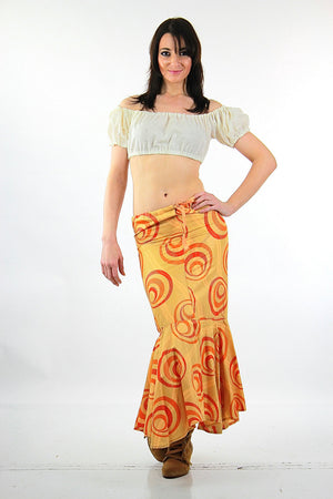 Vintage 1970s wiggle tiered ruffle boho skirt Bohemian Hippie - shabbybabe
 - 5