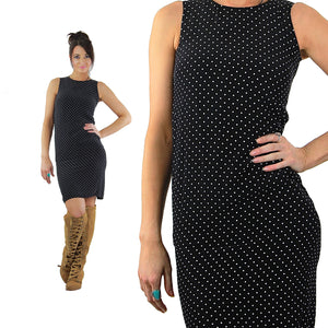 Polkadot Dress Vintage 1990s grunge sleeveless wiggle mini cocktail party dress gothic bandage bodycon sundress small - shabbybabe
 - 1