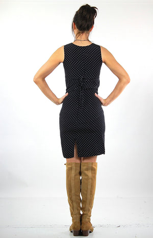 Polkadot Dress Vintage 1990s grunge sleeveless wiggle mini cocktail party dress gothic bandage bodycon sundress small - shabbybabe
 - 3