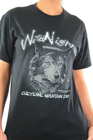 Wolf t-shirt Black graphic Wild nights tee Vintage 90s grunge goth animal print oversize retro hipster top Small - shabbybabe
 - 4