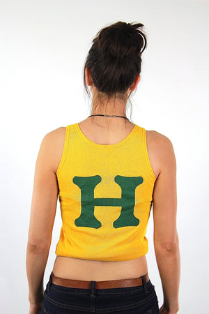 Sports shirt Graphic Humboldt racer back tank top Vintage 1970s Cropped top sleeveless tee Retro Mod Jersey Small - shabbybabe
 - 4