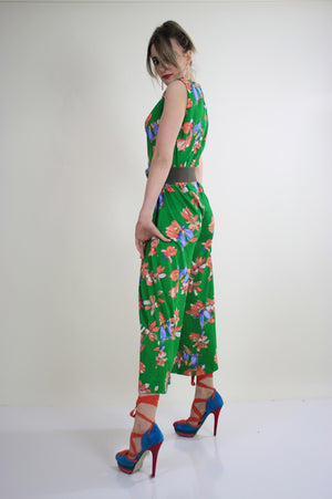 Vintage 70s Boho tropical bird floral romper jumpsuit - shabbybabe
 - 4