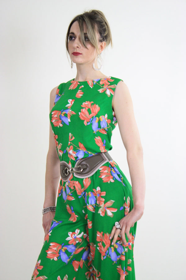 Vintage 70s Boho tropical bird floral romper jumpsuit - shabbybabe
 - 1