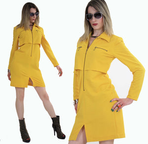 Vintage 60s mod yellow zipper mini dress - shabbybabe
 - 3
