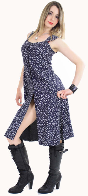 Vintage 90s grunge dress Navy mini floral sun dress - shabbybabe
 - 2