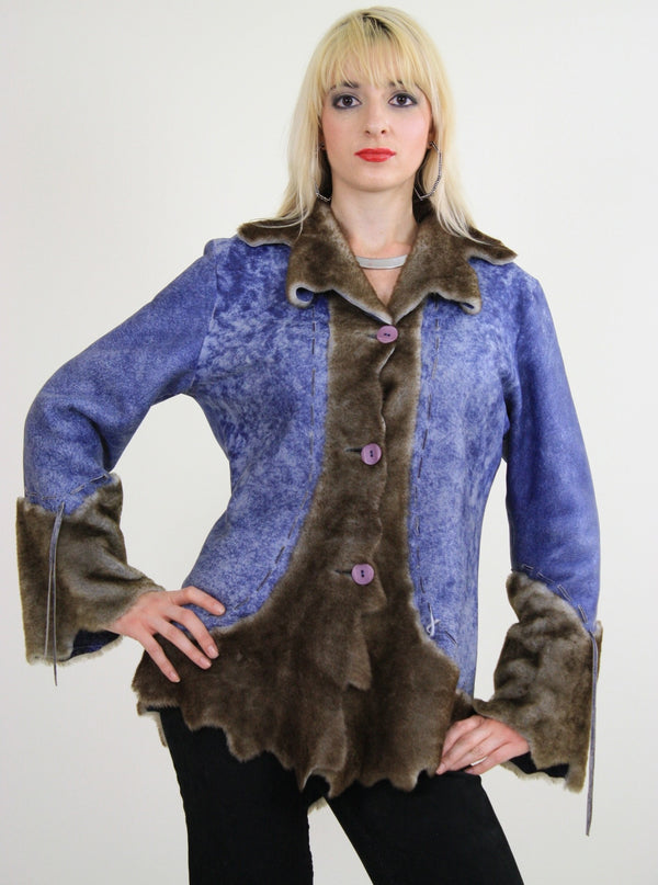 70s reversible jacket hippie boho faux fur faux leather - shabbybabe
 - 1