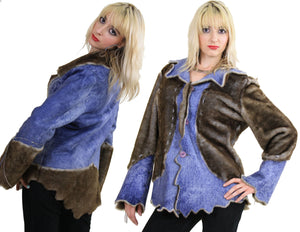 70s reversible jacket hippie boho faux fur faux leather - shabbybabe
 - 2