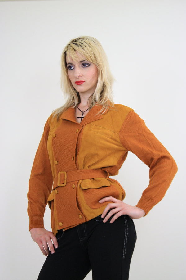 Vintage 60s hippie boho wool suede mod sweater jacket - shabbybabe
 - 1