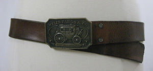 Vintage 70s leather belt Well Fargo Buckle 1973 FF581 - shabbybabe
 - 2