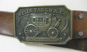 Vintage 70s leather belt Well Fargo Buckle 1973 FF581 - shabbybabe
 - 3