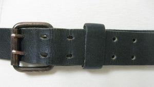 Vintage 70s Black leather belt double buckle - shabbybabe
 - 1