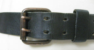 Vintage 70s Black leather belt double buckle - shabbybabe
 - 4