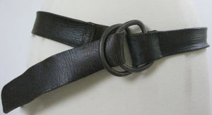 Vintage 70s leather belt D ring buckle adjustable Dark Brown - shabbybabe
 - 1