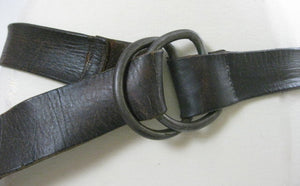 Vintage 70s leather belt D ring buckle adjustable Dark Brown - shabbybabe
 - 2