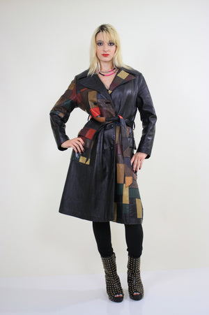 Vintage 70s Boho mod patchwork leather coat jacket - shabbybabe
 - 4