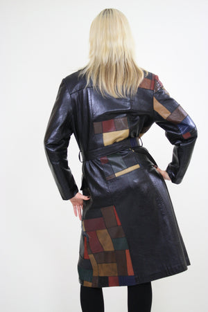Vintage 70s Boho mod patchwork leather coat jacket - shabbybabe
 - 6