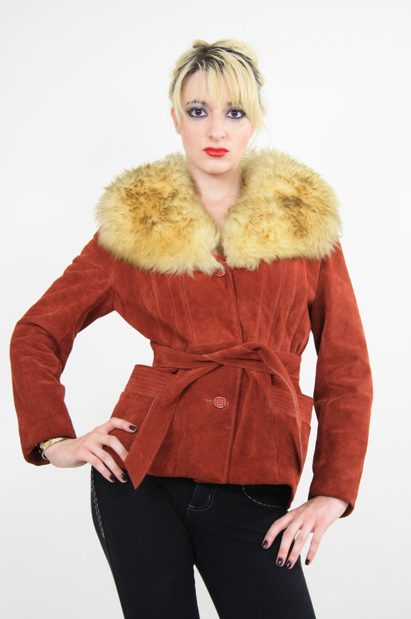 Vintage 70s boho suede leather shearling jacket - shabbybabe
 - 1