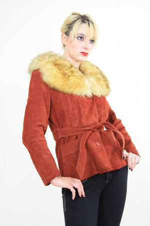 Vintage 70s boho suede leather shearling jacket - shabbybabe
 - 3