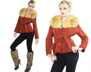 Vintage 70s boho suede leather shearling jacket - shabbybabe
 - 2