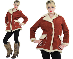 70s faux Suede faux fur trimmed hippie boho jacket - shabbybabe
 - 2