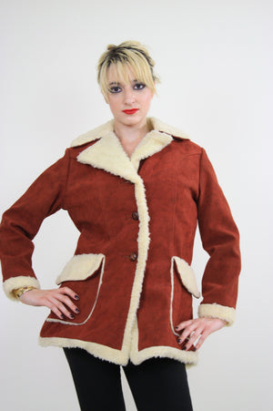 70s faux Suede faux fur trimmed hippie boho jacket - shabbybabe
 - 4